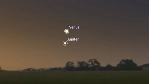 Venus och Jupiter är som närmast varandra natten mellan den första och andra mars.