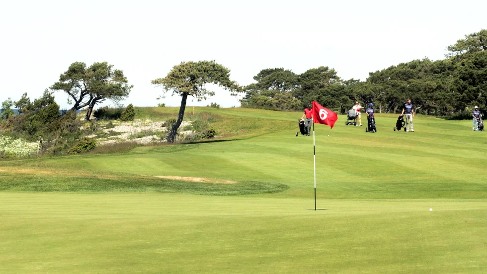Hål 6 på Visby Golfklubb, ett av de berörda hålen i förändringsplanerna.