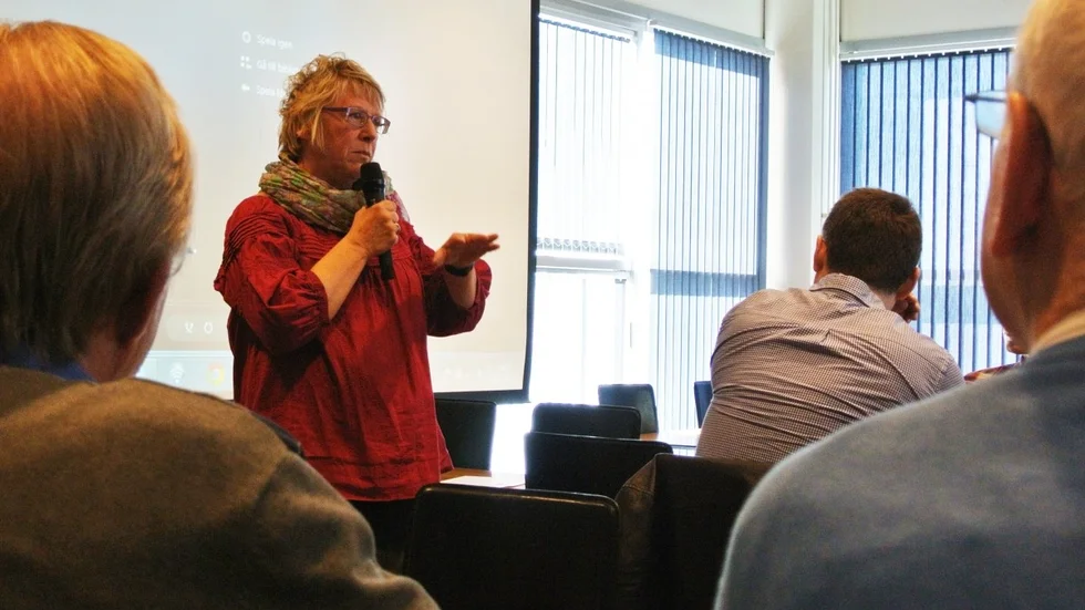 Ewa Lindstrand (S), kommunstyrelsens ordförande i Timrå kommun, berättade hur man gjort för att bli mer företagsvänliga. Foto: Susanne Lindberg.