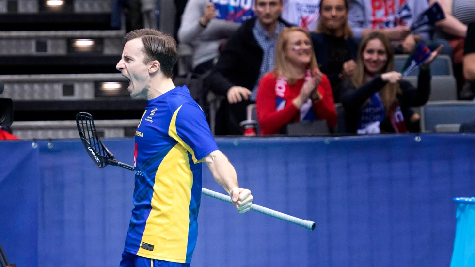 Alexander Galante Carlström var en av många målgörare i 15–1-segern mot Danmark. Arkivbild.