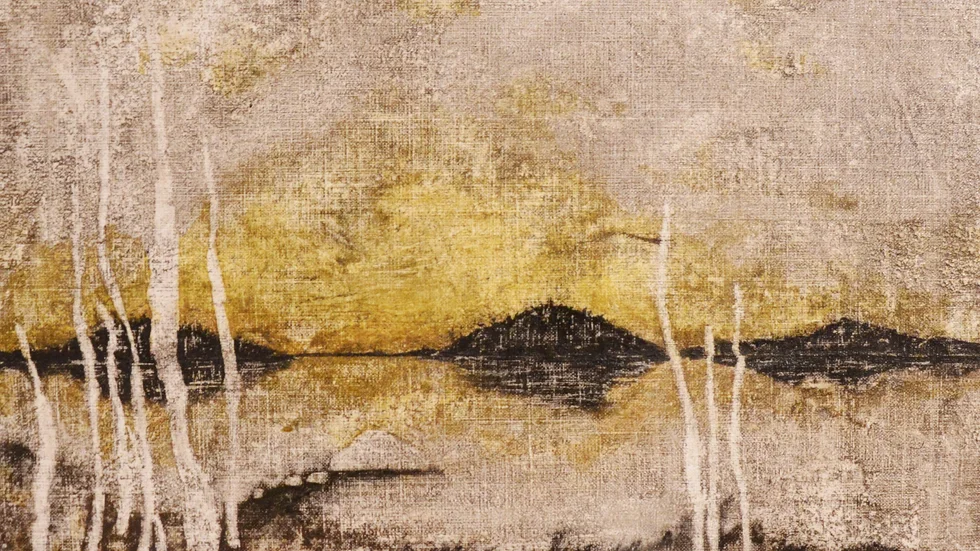 Lotta Engströms målning "Sjön" i tekniken organic art.