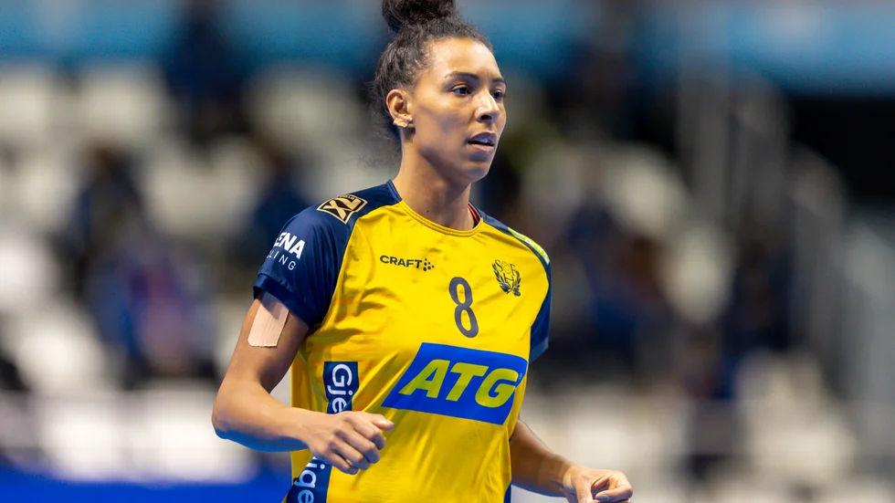 Jamina Roberts i VM-matchen mot Kazakstan.