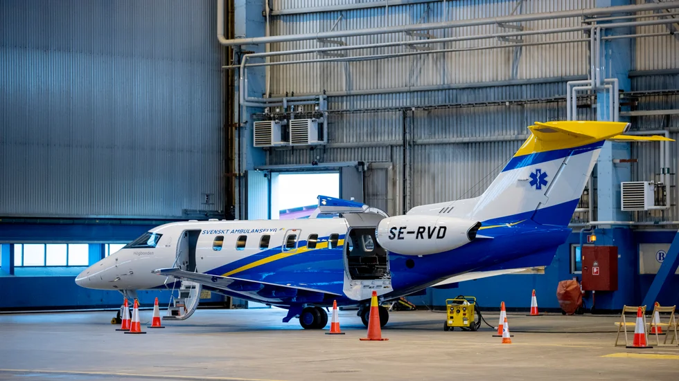 Ett att Svenskt Ambulansflygs plan.
