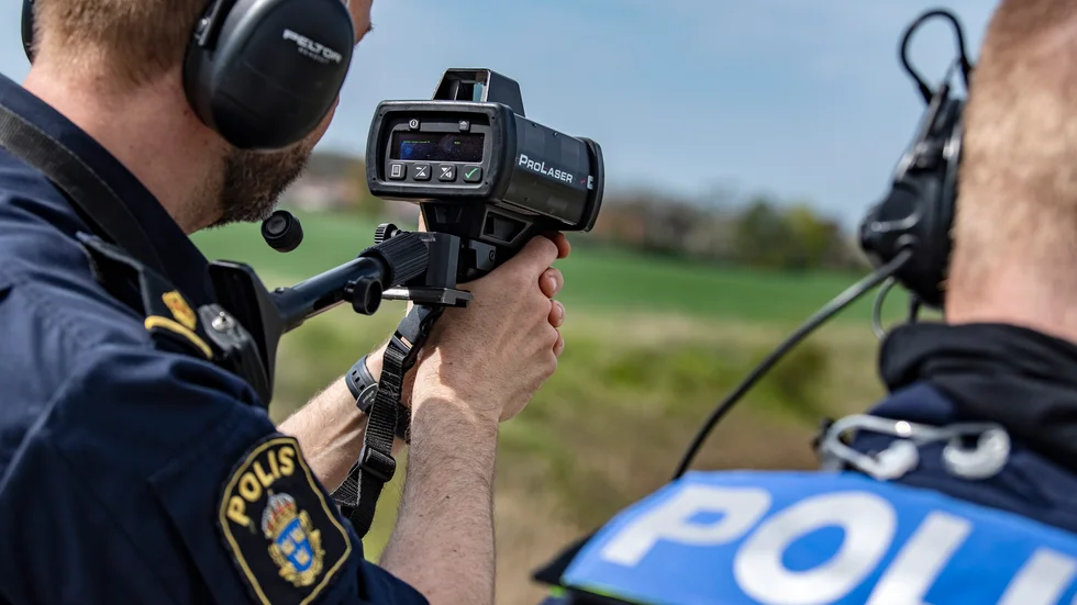 En hastighetskontroll av polisen. Arkivbild.