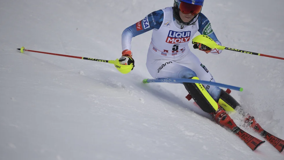 Mikaela Shiffrin i Åres världscupbacke.