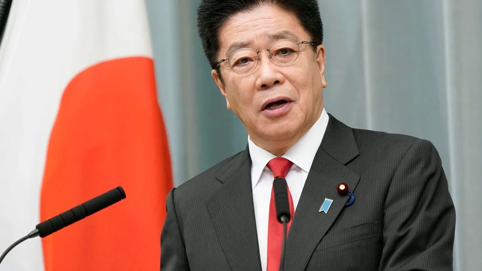 Japans chefskabinettssekreterare Katsunobu Kato. Arkivbild.