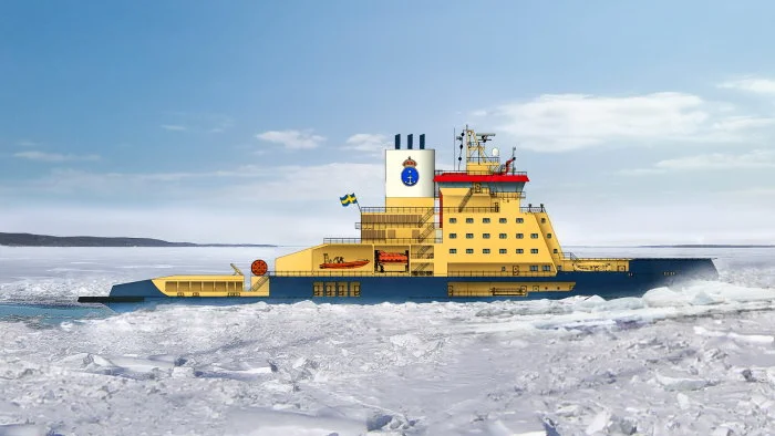 Den nya isbrytaren väntas vara i drift tidigast 2027. Illustration.