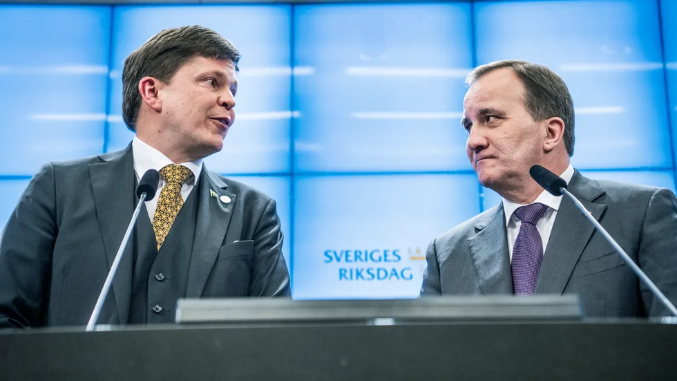 Talman Andreas Norlén såg inga andra alternativ än att föreslå Stefan Löfven (S) som statsminister igen. Bilden är från regeringsbildningen 2019 då utgången blev densamma.