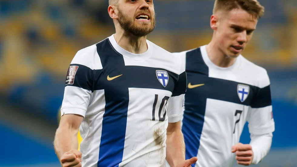 Anfallsstjärnan Teemu Pukki kommer inte till spel för Finland i helgens landskamp mot Sverige. Arkivbild.