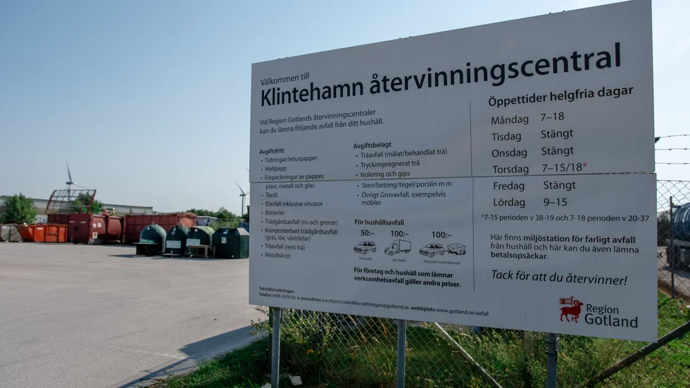 Klintehamns återvinningscentral är en av dem som får sämre öppettider. 