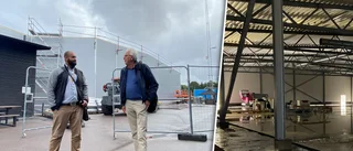 Dilemmat: Stålstolparna på nya ishallen hamnar i avbytarbåsen