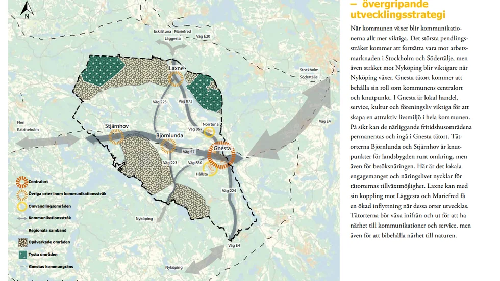 Så har har Gnesta kommun tänkt sig att Laxne ska växa de kommande decennierna. 