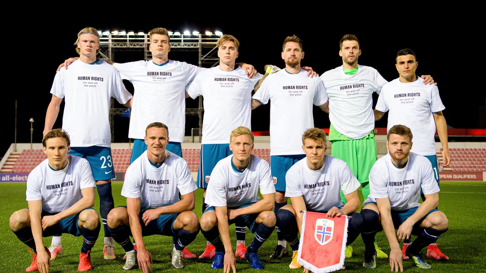 Norska laget inför VM-kvalmatchen mot Gibraltar.
