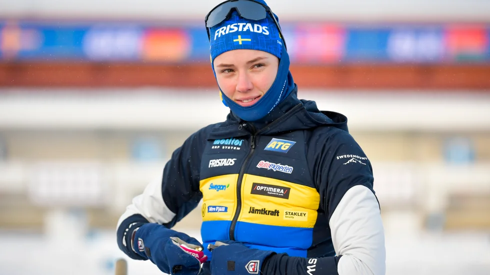 Hanna Öberg under fredagens träningspass inför världscuppremiären i Östersund.