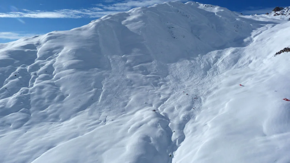 Olycksplatsen i Spiss vid gränsen mellan Schweiz och Österrike.