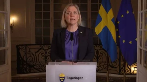 Statsminister Magdalena Andersson höll tal på tisdagskvällen.