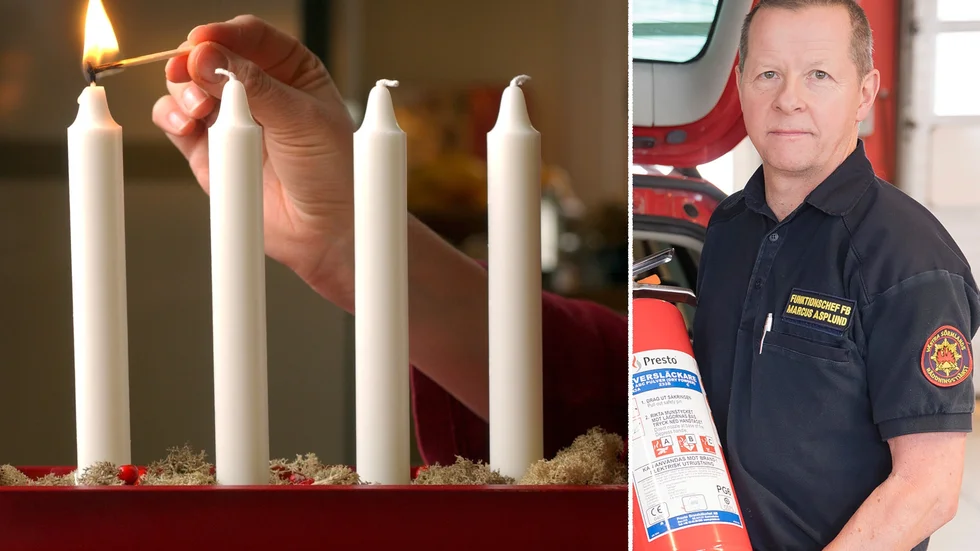 Marcus Asplund, förebyggande funktionschef på VSR, menar att den största brandrisken kring jul är adventsljusstaken. Arkivbilder.