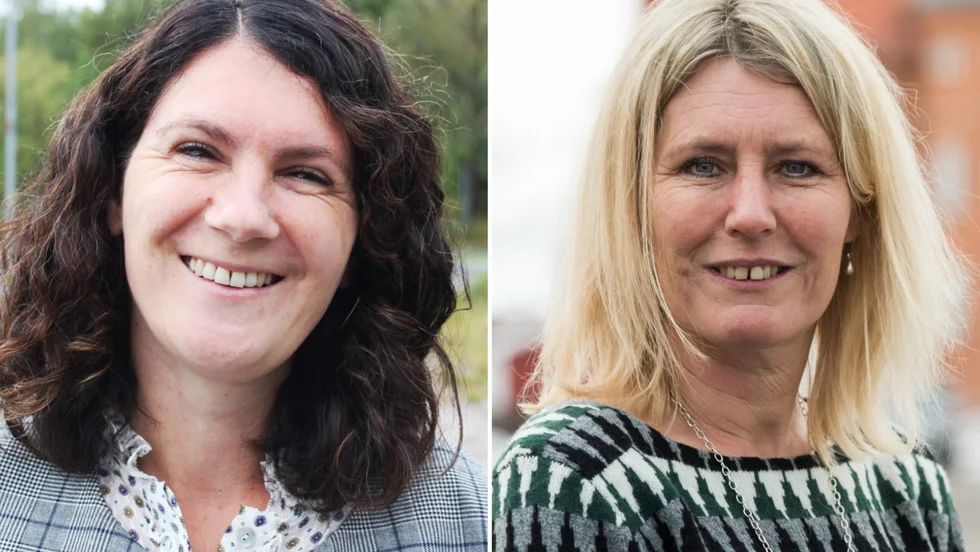 Christine Andersson (t v) är verksamhetschef för förskolorna. Hon berättar att hösten varit utan covidfall men ändå väldigt tuff. Till höger: grundskolechef Ewa Myhrén 