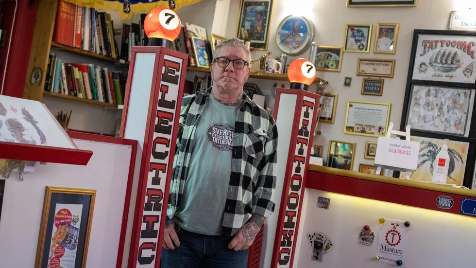 Inge Norlin driver, sedan öppnandet 2002, tatueringsstudion Lucky 7 på Västra Kvarngatan 26 i Nyköping.