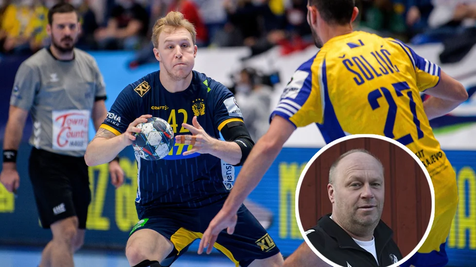 Eric Johansson mästerskapsdebuterade i Sveriges seger mot Bosnien. Hemma i tv-soffan satt pappa Ulf (lilla bilden) och följde EM-premiären.
