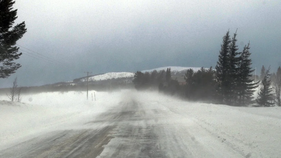 Väg 95 från Merkenes till Riksgränsen är avstängd på grund av hårt väder. (Arkivbild)