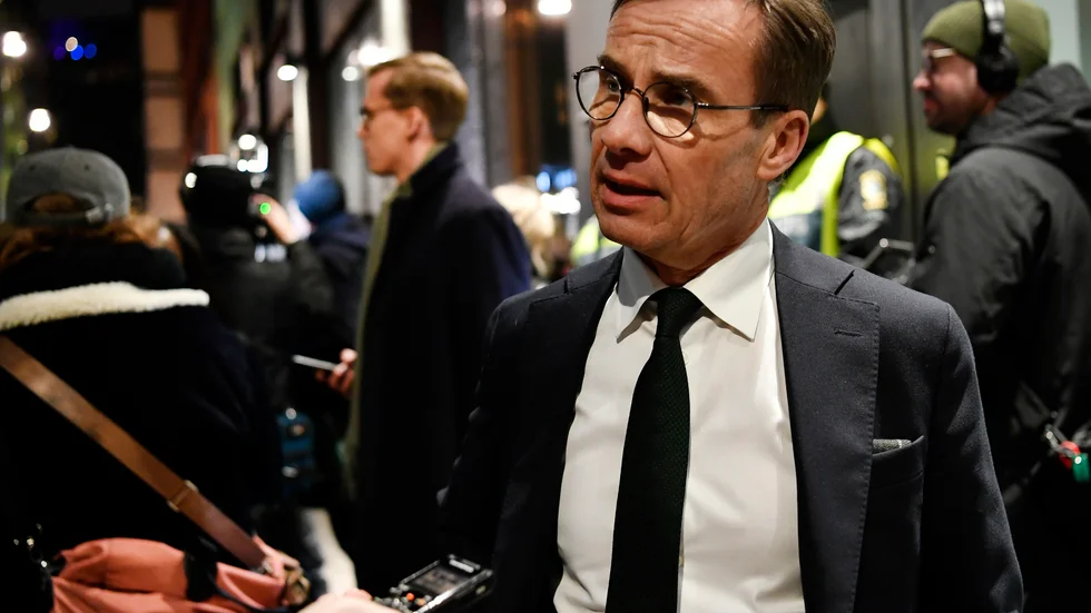 Moderaternas partiledare Ulf Kristersson efter mötet.