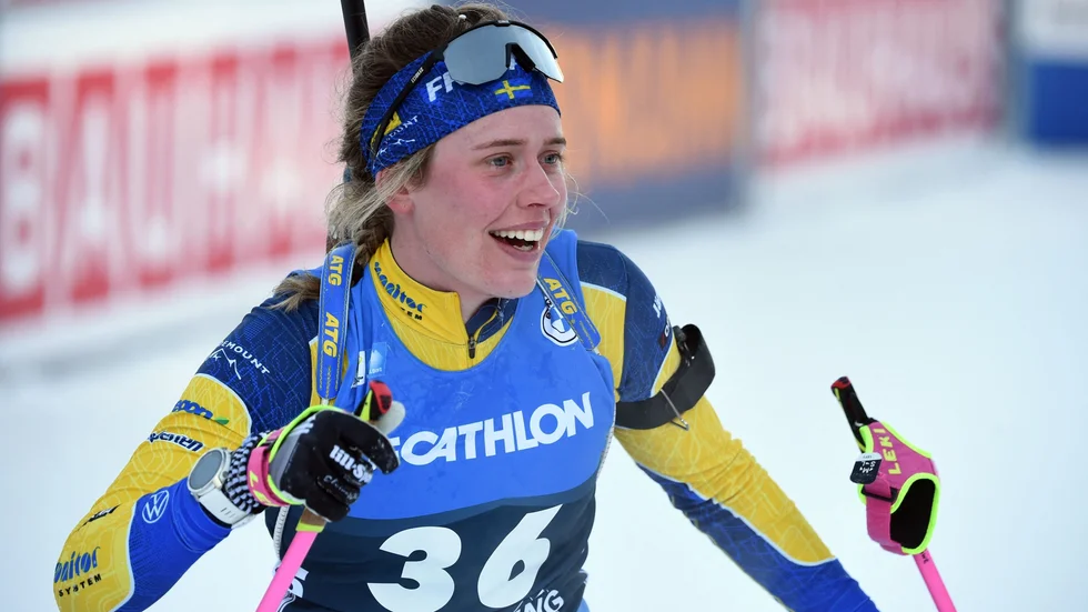 Elvira Öberg tog karriärens tredje världscupseger i skidskytte. "Jag är stolt och nöjd över min insats", jublade hon efteråt. (Arkivbild)