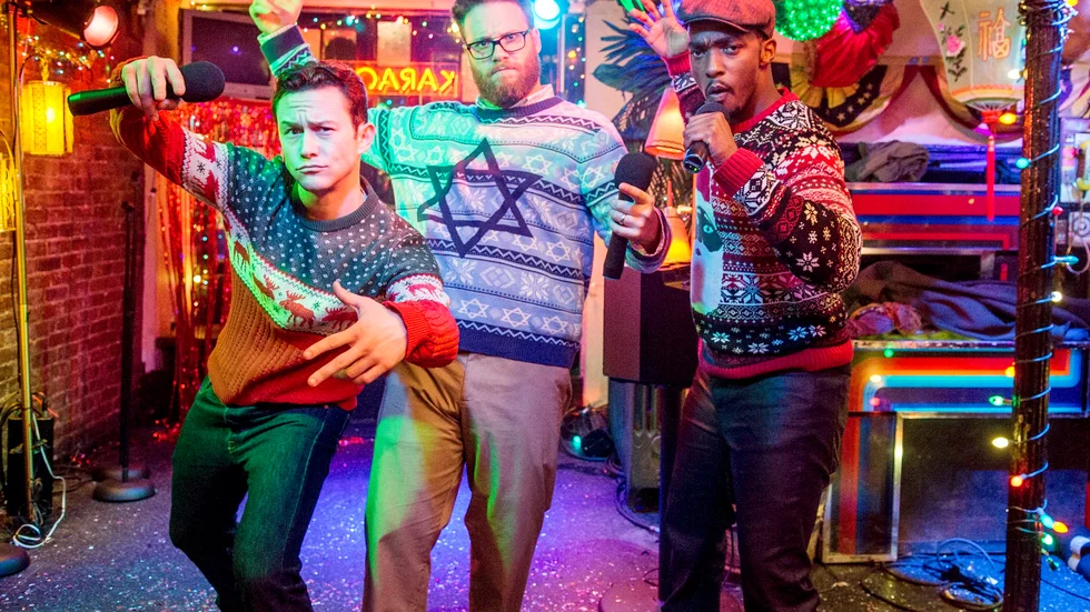 Joseph Gordon-Levitt, Seth Rogen och Anthony Mackie spelar festartrion som upplever en äventyrlig kväll i "The night before". Foto: Sarah Shatz.