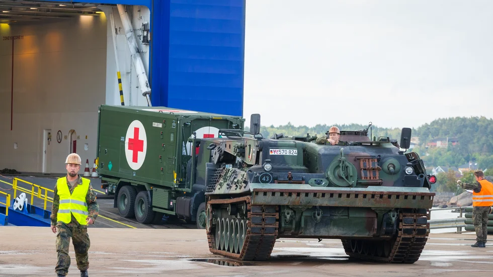 Avlastning i Fredrikstad inför NATO-övningen Trident Juncture 2018.