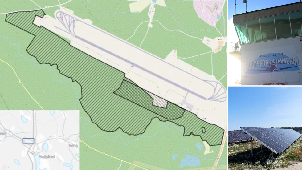 Projektområdet för den planerade solcellsparken ligger strax söder om flygplatsen och upptar en yta av 131,5 hektar.