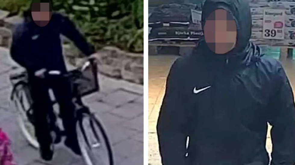 Den 19-årige man som misstänks ha avlossat skottet filmades, enligt polisen, av en övervakningskamera när han cyklade omkring i Ryd. 19-åringen filmades även samma dag när han besökte en livsmedelsbutik i samma stadsdel. (Bilderna är hämtade ur förundersökningen.) 