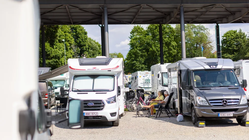 Långholmens husbilscamping fylldes av husbilar torsdagen den 29 juni.