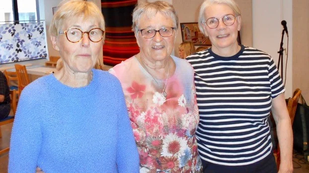 Vattengympaledarna Sonja Hellström, Kerstin Lundin och Anna Holmlund.