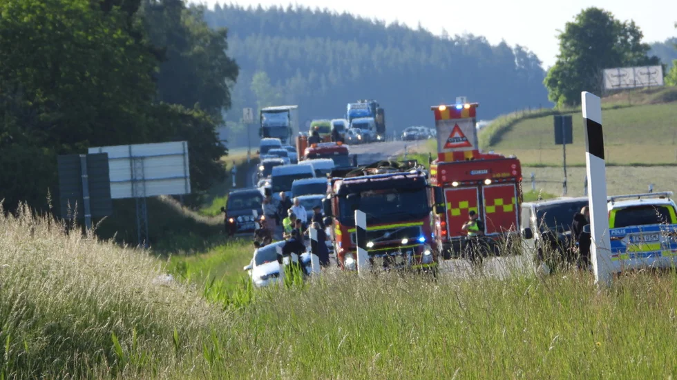 En trafikolycka på E22 orsakade lång köbildning i riktning mot Norrköping på måndagsmorgonen.