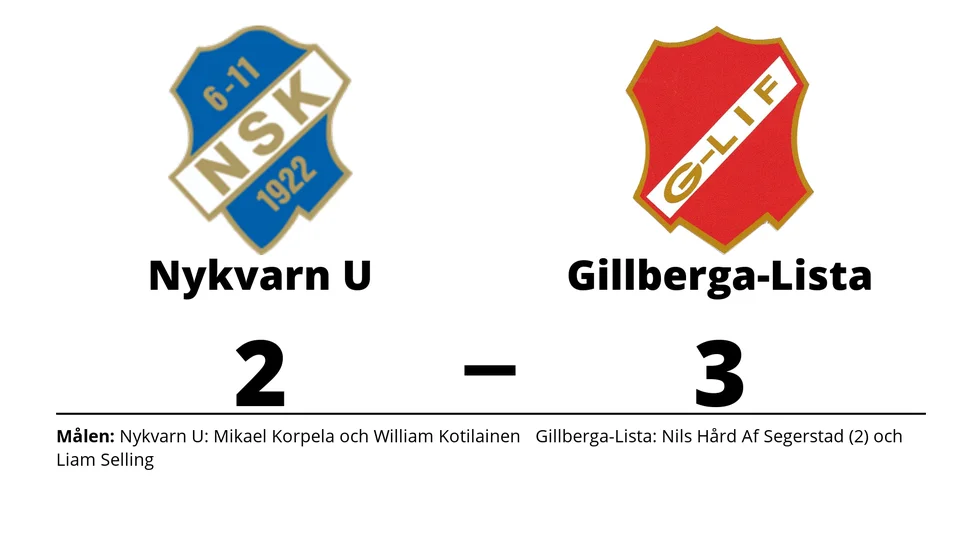Nykvarns SK U förlorade mot Gillberga-Lista IF