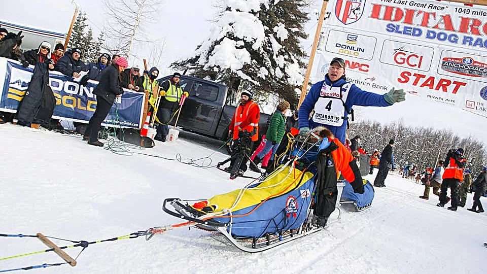 Mats Pettersson vid starten av Iditarod