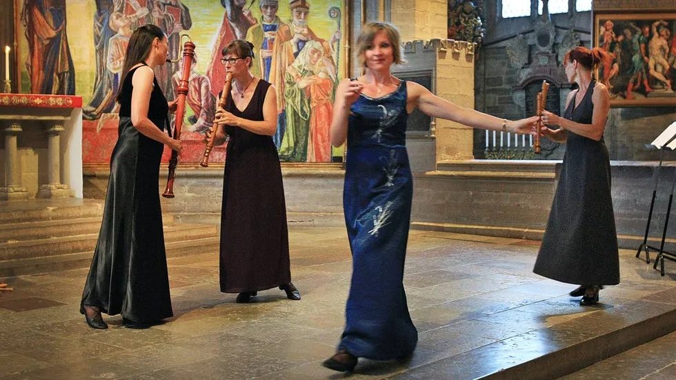Flöjtmusik. Så här såg det ut ifjol när blockflöjtskvartetten Sirena framträdde i domkyrkan.