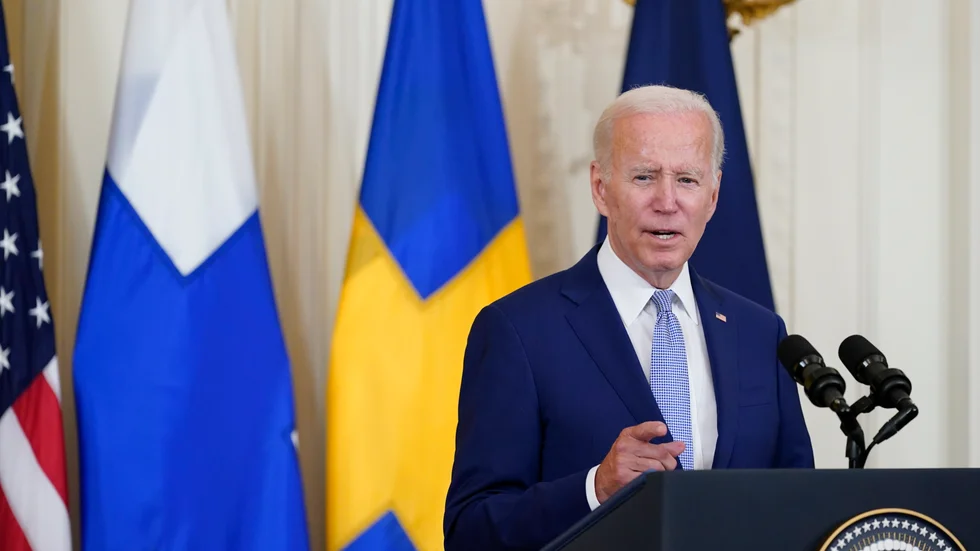 President Joe Biden i samband med att USA formellt godkände Sveriges och Finlands Natoansökningar i augusti 2022. Arkivbild.