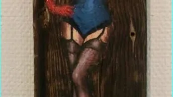 "Krigaren", olja på trä av Emelie Wood Olsson.