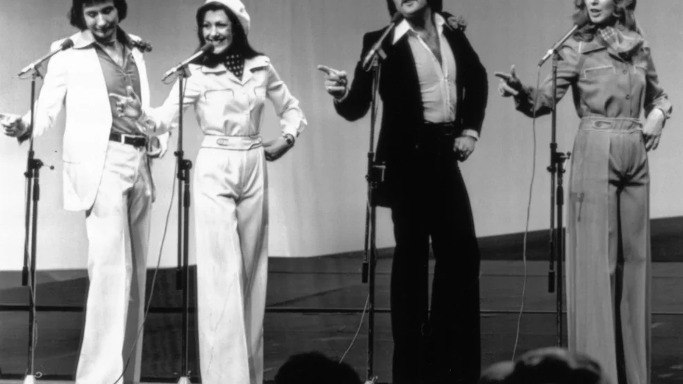 Brotherhood of Man, med Martin Lee tvåa från höger. Gruppen vann Eurovision Song Contest 1976. Arkivbild.