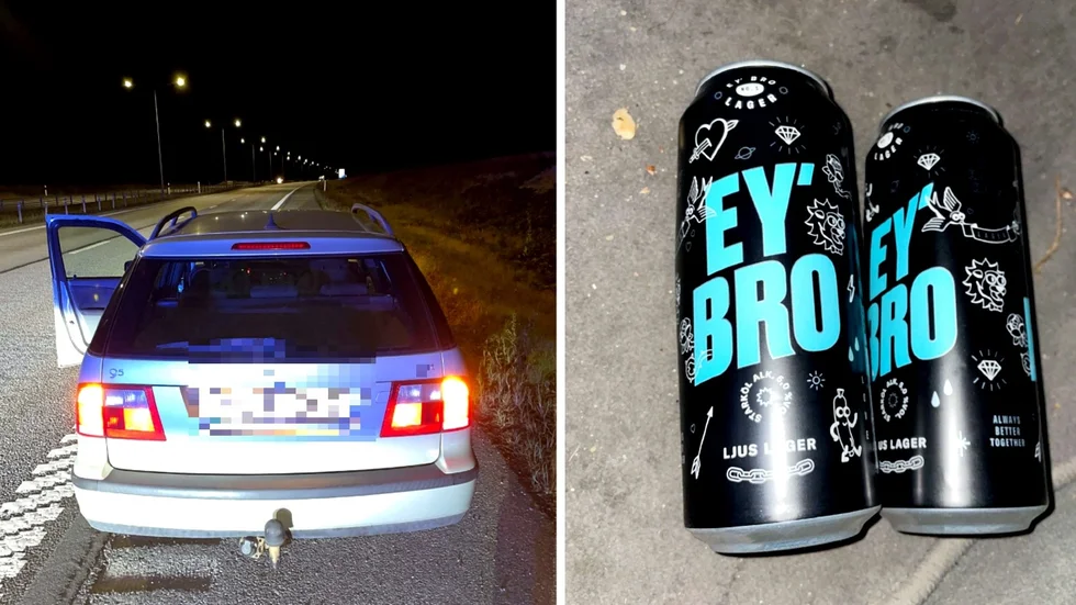 Mannen stannade självmant till på E4 i Uppsala. I bilens framsäte hittade polisen flera urdruckna starkölsburkar.