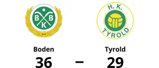 Seger för Boden med 36-29 mot Tyrold
