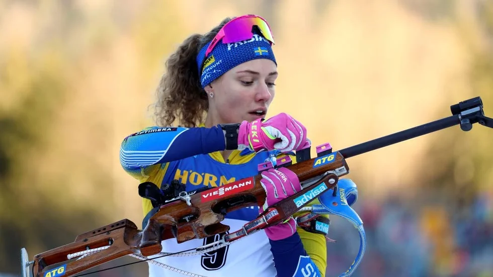 Hanna Öberg sköt fullt på vallen och blev tvåa i Ruhpolding. (Arkivbild)