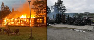 Byggnad totalförstörd efter brand • Område strömlöst