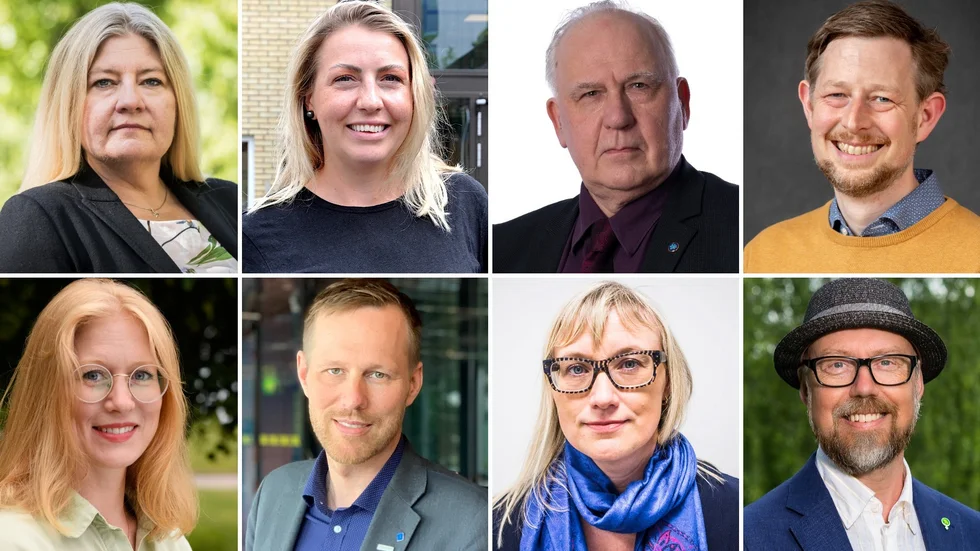 Ingen konstellation samlar majoritet i regionen efter valet. Helena Proos (S), Emilie Orring (M), Christer Olsson (SD), Neil Ormerod (V), Unn Harsem (C), Björn-Owe Björk (KD), Malin Sjöberg Högrell (L) och Hans Wennberg (MP), måste söka nya samarbeten.