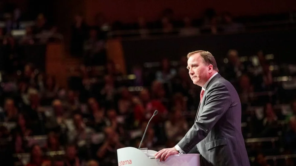 Stefan Löfven (S) på partiets kongress i Örebro i helgen.