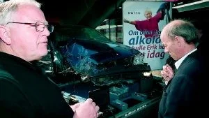 Olle Ljunggren, MHF, visade olika typer av alkolås på Förvaltningstorget.
Foto: Andreas Skogh