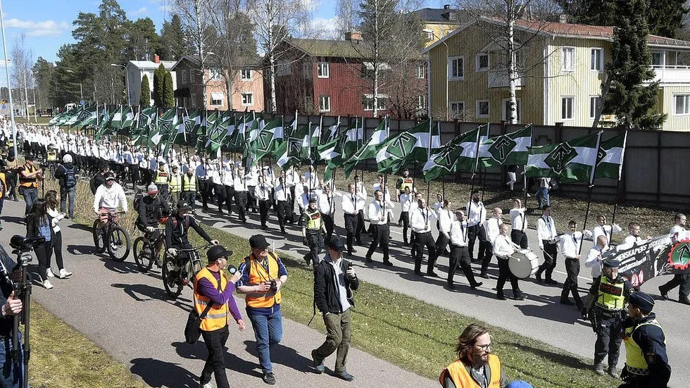 Aktiva. Nordiska motståndsrörelsen, här på 1 maj i Falun, var den orgaisation inom extremhögern som var mest aktiv i länet under 2016.