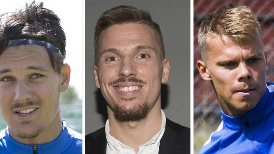 Siriusspelare. Stefano Vecchia, Shkodran Maholli och Elias Andersson.