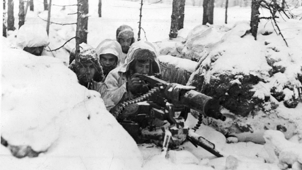 Finska kulspruteskyttar under finska vinterkriget. 